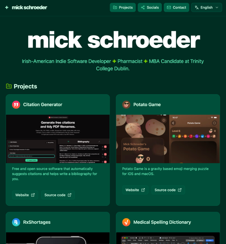 mickschroeder.com screenshot