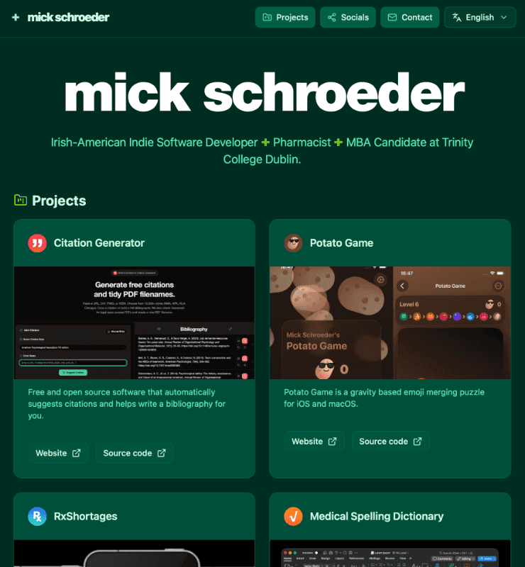 mickschroeder.com screenshot